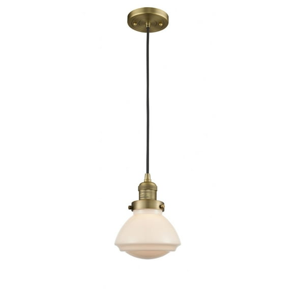 201C-BB-G321 Innovations Lighting Olean - 1 Light Cord Hung Mini Pendant In Industrial Style-7.75 Inches Tall and 6.75 Inches Wide-Brushed Brass