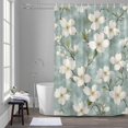 thumbnail image 5 of Summer Flower Shower Curtain for Bathroom, Gardenia Floral Modern Watercolor Waterproof Cloth Fabric Bathroom Accessories Set with 12 Rust Proof Plastic Hooks, 36"x72", 5 of 9
