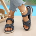 thumbnail image 2 of Rokment Comfortable Ortho Walking Sandals for Women Plantar Fasciitis Beach Summer Casual Leather Buckles Open Toe Memory Foam Non Slip Nursing Work Shoes Blue Size 6, 2 of 6