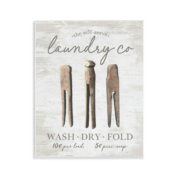 Stupell Industries Distressed Laundry Co Typography Painting Unframed Art Print Wall Art, 11 x 14