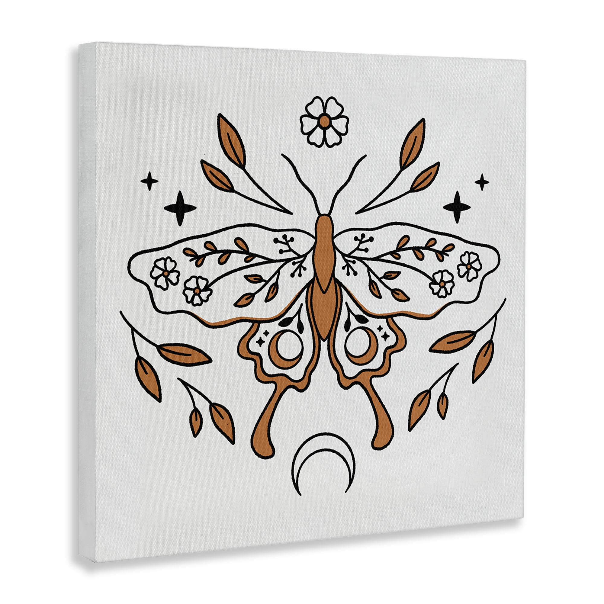 Stupell Industries Celestial Floral Moth Animals Painting Wrapped Canvas Art Print Wall Art, 30 x 30