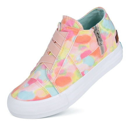 JENN ARDOR Womens Canvas Shoes Lace up Fashion Sneakers Walking Outdoor Shoe Zipper Decor