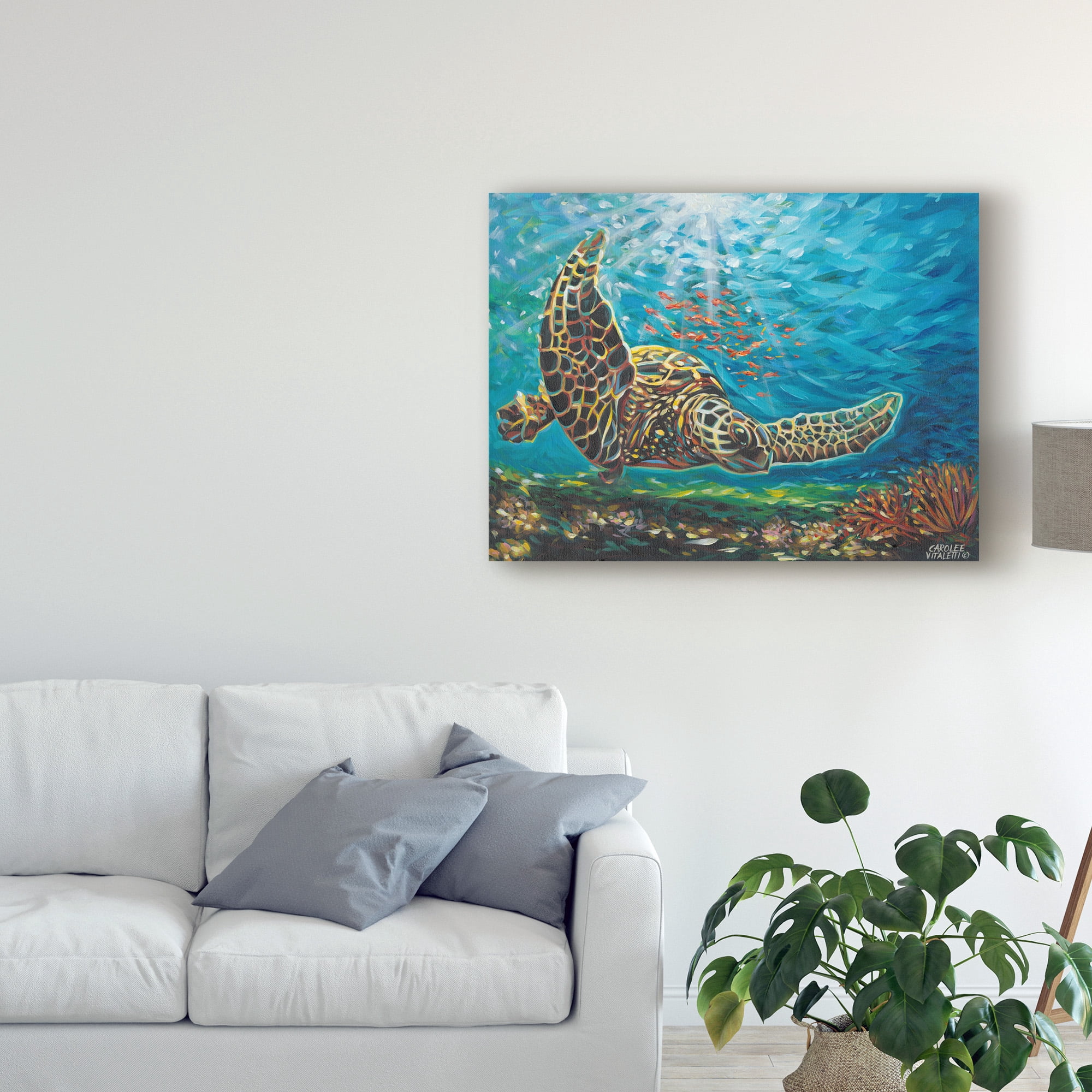 Trademark Fine Art 'Deep Sea Swimming I' Canvas Art by Carolee Vitaletti