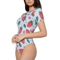 thumbnail image 2 of The Xecao Strawberries Women's Crew Neck Body Suit, a short-sleeved bodysuit and basic swimsuit, both comfort and style for dating and daily life, 2 of 9