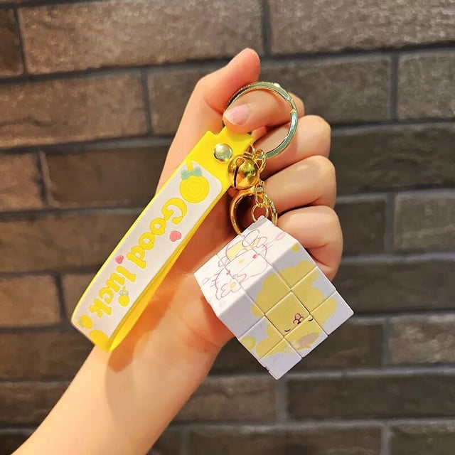 Sanrio-llavero de cubo mágico de Hello Kitty para chica, llaveros Kawaii de dibujos animados, regalo