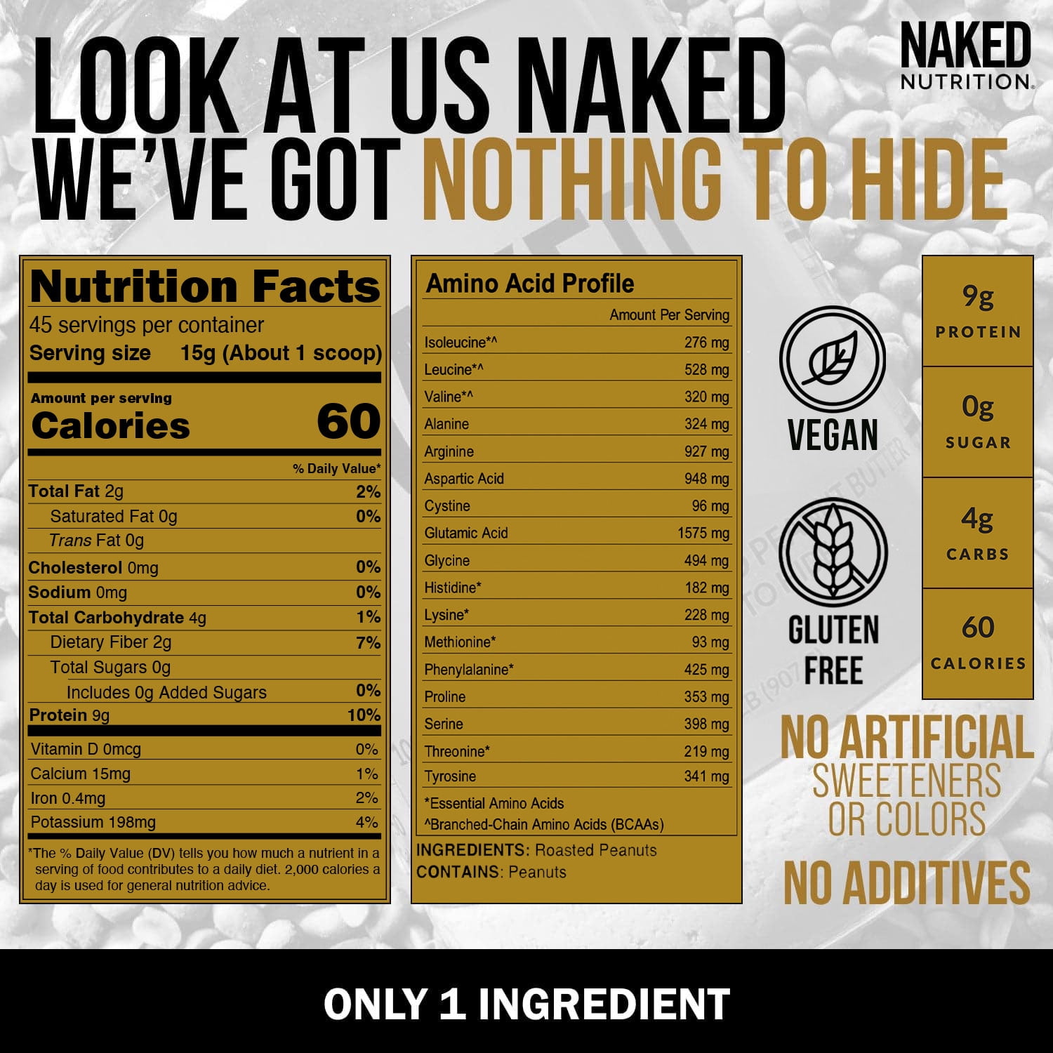 Organic Powdered Peanut Butter from small dairy farms – Bulk, Only 1 Ingredient - Roasted Peanuts, Vegan, No Additives, Preservative Free, No Salt, No Sugar - 45 Servings - NAKED PB