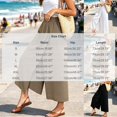 thumbnail image 3 of Costeam Womens Crinkle Textured Split Front Wide Leg Capri Pants with Side Patch Pockets Elastic High Waist Lightweight Breathable Fabric Solid Color Cropped Casual Trousers Multi Color, 3 of 9