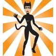 thumbnail image 3 of Ambesonne Retro Duvet Cover Sets, Cat Woman in Costume Rays, 2-Queen, Orange Grey, 3 of 7