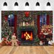 thumbnail image 1 of Fondo de fotografía de chimenea de Navidad, corona de regalo de árbol de Navidad, Fondo de pared de ladrillo blanco, Festival familiar, fiesta, estudio fotográfico, 1 of 4