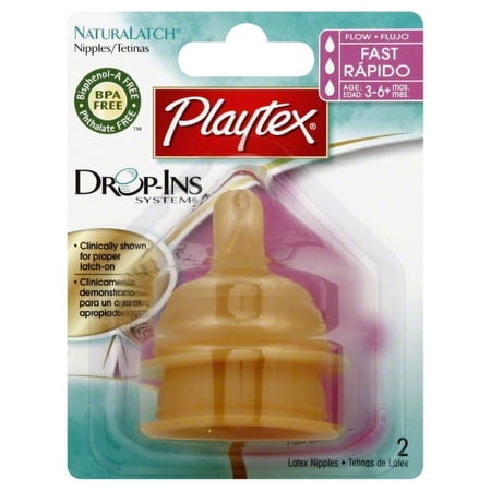 Playtex BPA Free Drop-Ins NaturaLatch Latex Nipple - Fast Flow - 4 Pack