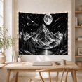 thumbnail image 5 of Mountain Lake Monochromatic with Nocturnal Detailed Anchored, Mystical Fantasy for Space Lovers, Wall Decor, Housewarming Gift, Tapestry Wall Hanging for Dorm and Living Room, 5 of 7