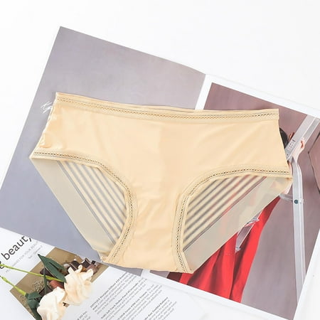 

WGOUP Seamless Ice Silk Seamless Ladies Breathable Briefs Ultra Thin Thong Underwear Women Khaki(Buy 2 Get 1 Free)