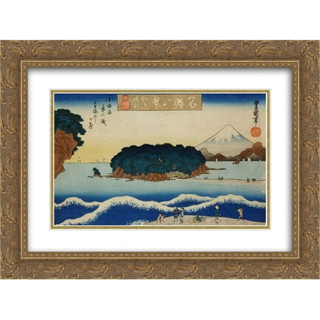 Utagawa Toyokuni II 2x Matted 24x18 Gold Ornate Framed Art Print 'Enoshima seiran'