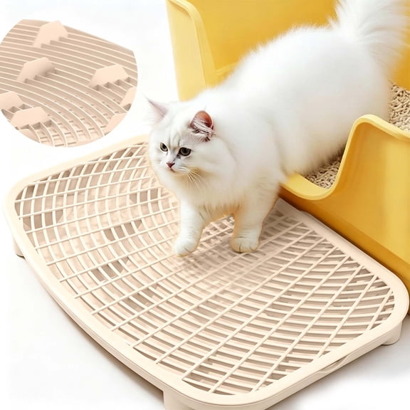 Small Cat Litter Mat, Double Layer Honeycomb Cat Litter Box Mat, Non Slip Waterproof Trapping Waste Mats for Floor, Indoor Pet Supplies _ Beige