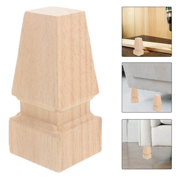 Masteelf Square Wood Table Feet European Carved Feet Solid Wood Replacement Legs For Furniture Sturdy Wooden Legs For Cabinets And Sofas