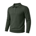 thumbnail image 3 of Ceisia Men Cable Knit Quarter Zip Collar Pullover Sweater Slim Fit Long Sleeve Casual Daily Business Knitted Polo Top Army Green XL Gift, 3 of 7