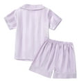 thumbnail image 4 of Kids Satin Pajamas for Girls Boys Short Sleeve Button Down Nightwear with Shorts Girls Summer Clothes Girl Clothes Size 5T, 4 of 5