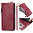 thumbnail image 2 of Funda para Oneplus NORD CE 3 5G con cremallera tipo cartera, tarjetero, marco de fotos, soporte y cordón, de piel sintética. rojo, 2 of 5