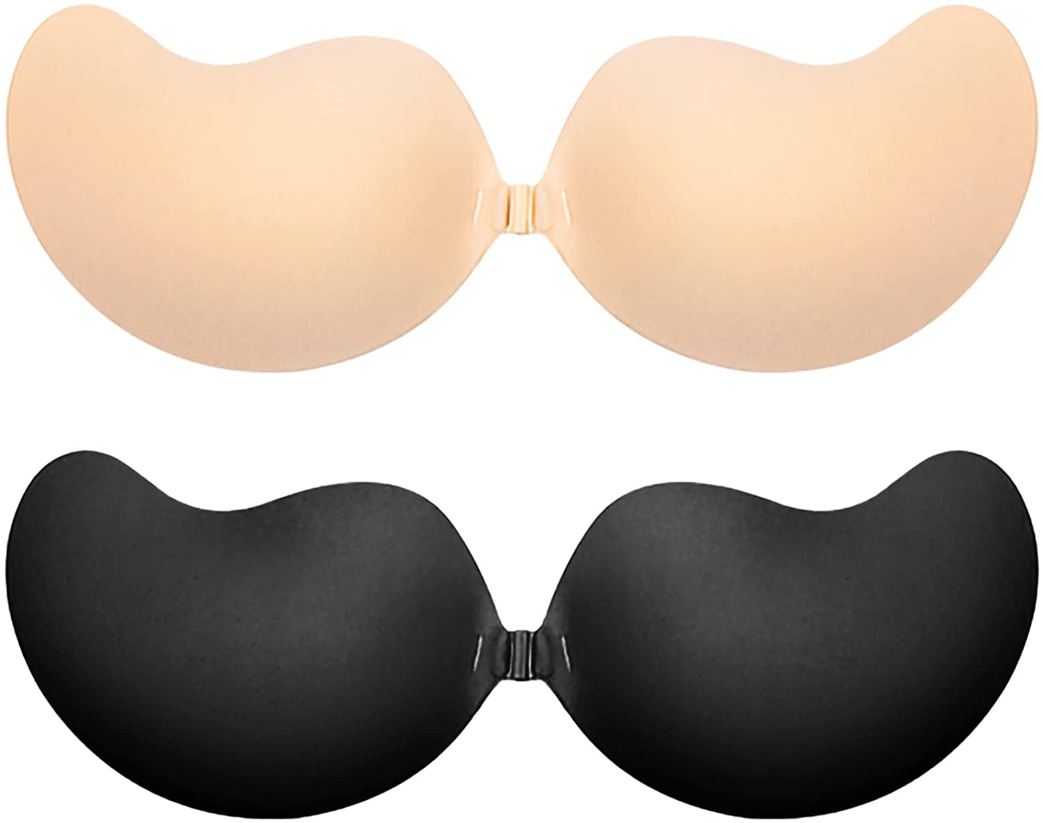 2 Pairs Sticky Bra Adhesive Invisible Bra Backless Strapless Reusable Push Up Breast Lift Nipple Covers Pasties for Women Beige 