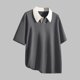 thumbnail image 4 of pstuiky camisetas de hombre, Blusa informal de manga corta con cuello vuelto y botones de color liso para hombre camisas casuales para hombre xxxl, 4 of 6