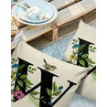 thumbnail image 2 of Pack of 2 Outdoor Pillow Covers, Spring W Letter with Green Leaves Beige Texture Waterproof Square Throw Pillowcase Cushion Decorative Pillow Covers for Couch Patio Tent, 18x18 in, 2 of 6