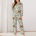 thumbnail image 2 of Balery Hawaiian Style Conjunto de Pijama con Estampado para Mujer, Conjunto de Dos Piezas con Manga Larga, Ropa de Dormir Suave con Bolsillos, Pijamas Cómodos-XX-Large, 2 of 7