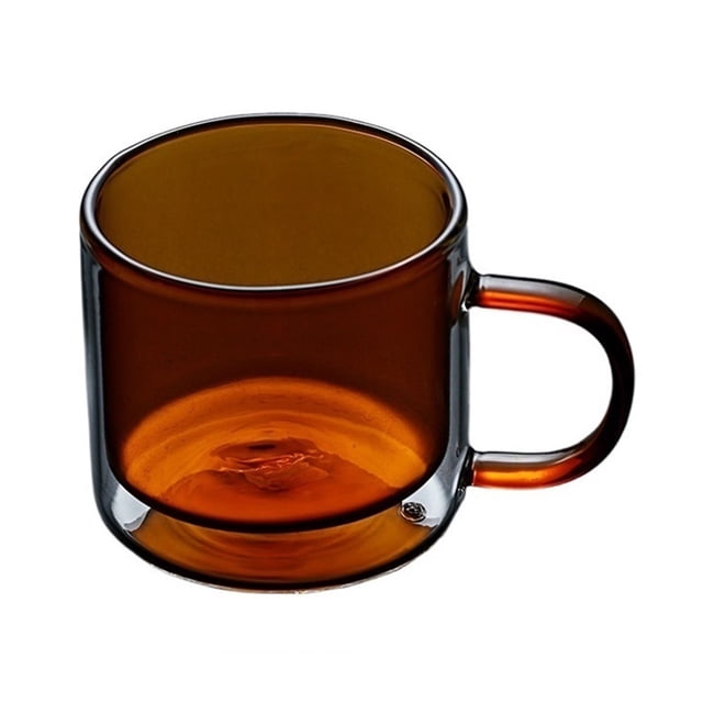 Colorful Double Wall Glass Cups, Borosilicate Glass Teacups Coffee Mugs with Handle, 250ML