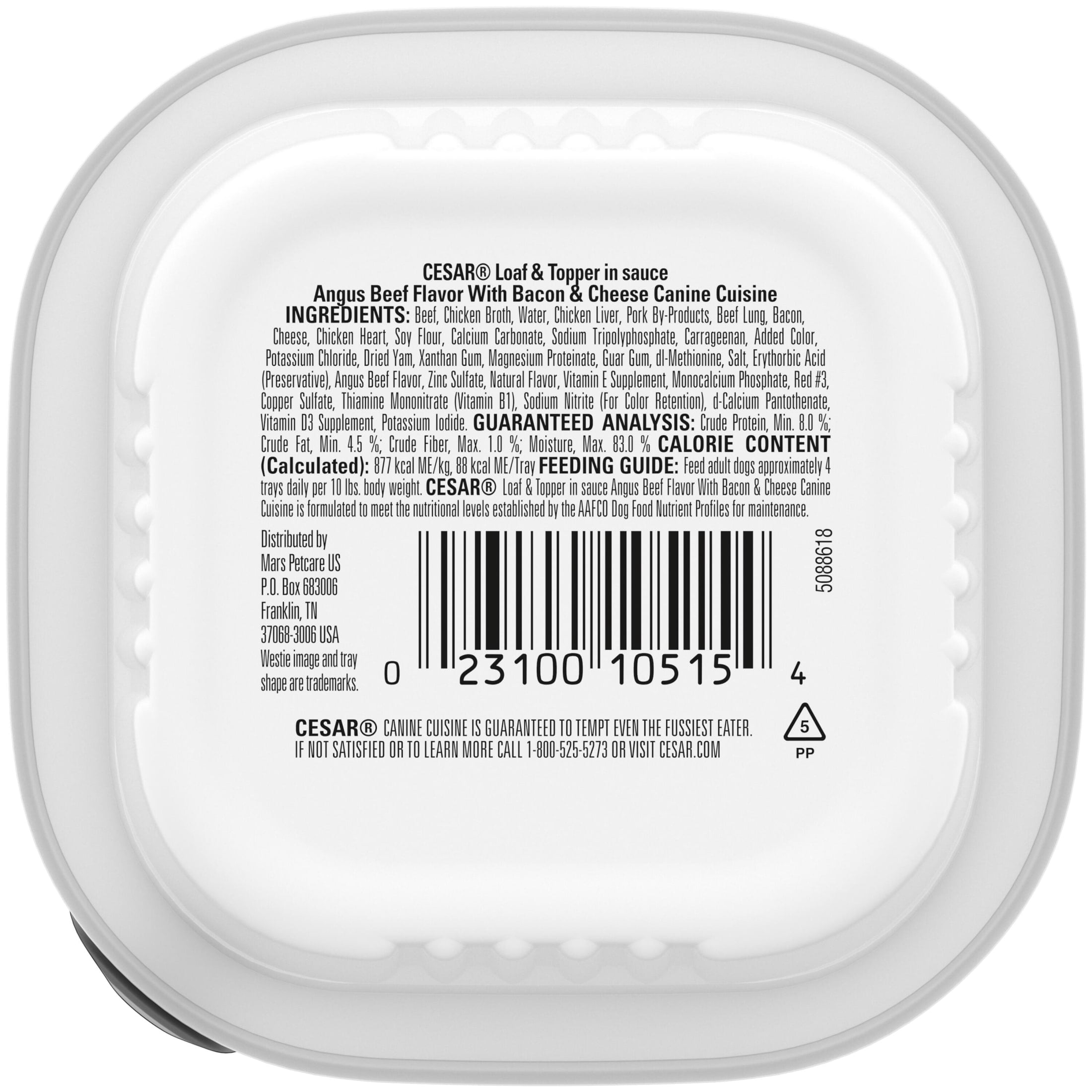 (24 pack) Cesar Loaf & Topper Angus Beef Flavor With Bacon & Cheese Wet Dog Food, 3.5 Oz Tray