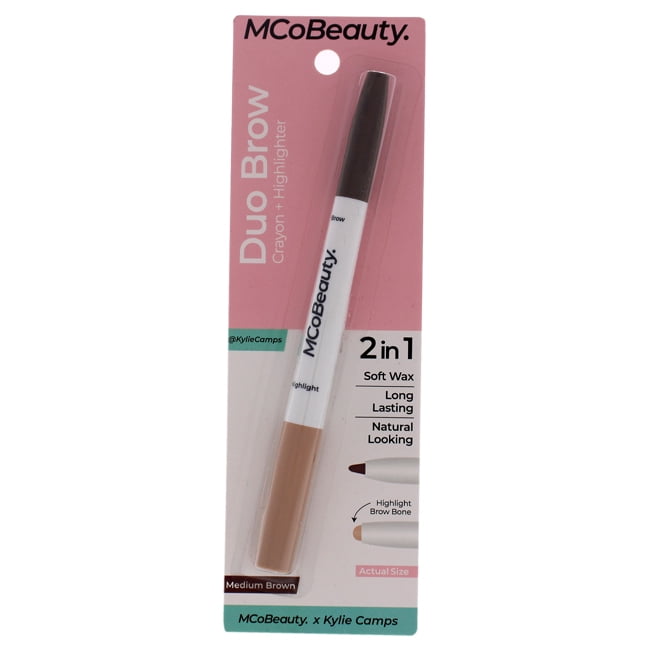 Duo Brow Crayon Plus Highlighter MediumBrown by MCoBeauty for Women 0.02 oz Eyebrow