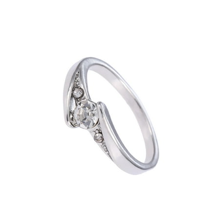 Simple & Exquisite Couple Ring Alloy Elegant Diamond Setting Finger Ring Unique Dating Anniversary Daily Wearing Jewelry Lover