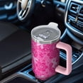 thumbnail image 6 of Pink Ribbon Pattern Tumbler with Handle and Lid,40oz Double Wall Vacuum Insulated Tumbler,Cups Gift for Women and Men, 6 of 7