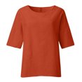 thumbnail image 4 of Camisa Casual suelta de media manga SCZ color sólido naranja XL, 4 of 5