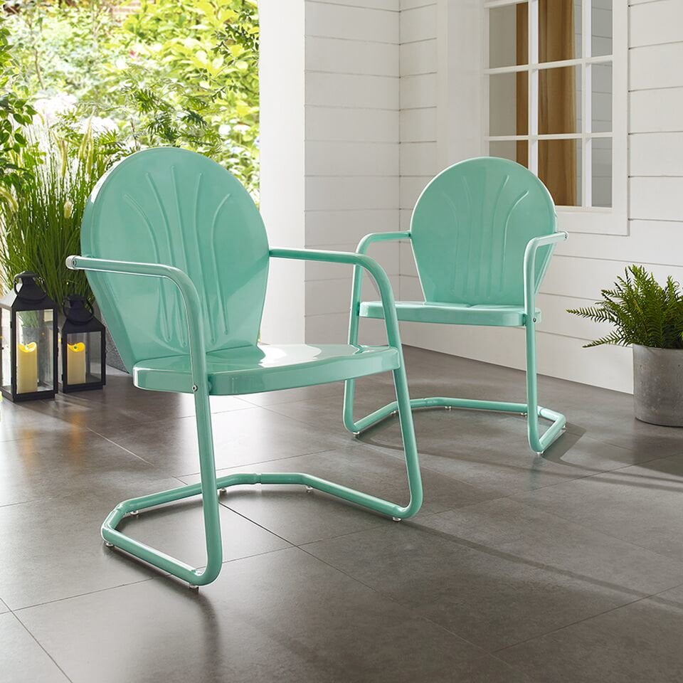 Crosley Furniture Griffith Metal Outdoor Patio Chair in Aqua