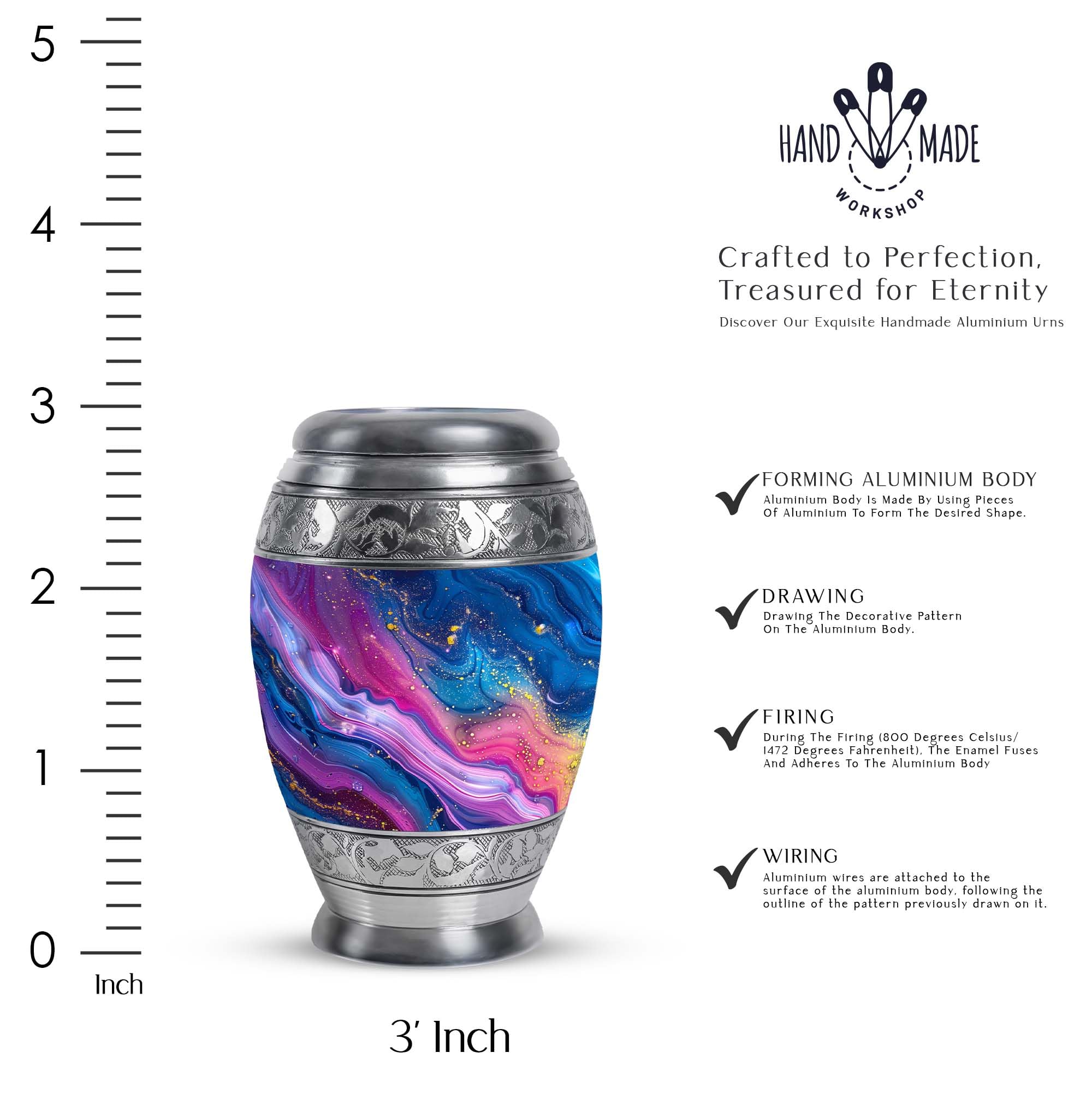 SUBSH Urn for Ashes for Women & Men Marble Design Metal Urn - Marble Urn Adult - Urn for Ashes for Women - Containers - Cremation Urn - Urn Small for Human Ashes (3inch, 2pcs)