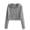 Gray, variant on Women's Zip Up Long Sleeve Workout Tops, Casual Drawstring Cropped Jackets for Women, Trendy Lightweight Sweaters for Gym, Running, and Going Out White 2XL