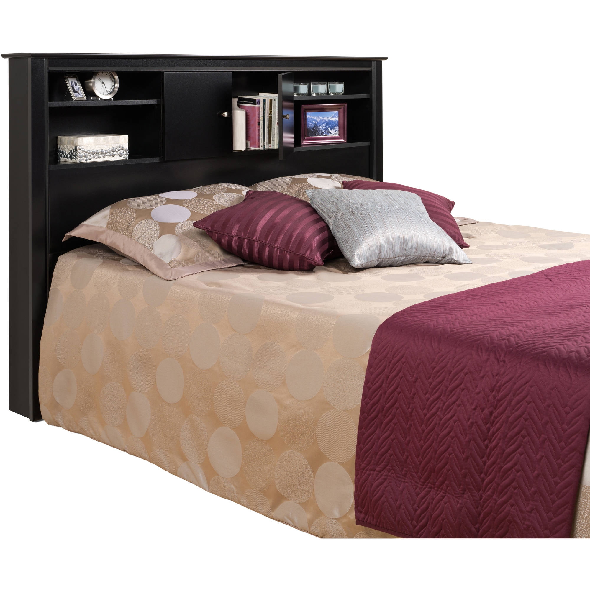 Prepac Black Kallisto Bookcase Headboard With Doors Walmart Com