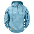 thumbnail image 7 of Resicozy Mens Cargo Hoodies Quarter Zip Sweatshirts Tactical Pullover Casual Gym Athletic Loose Hooded Sweatshirts with Pocket Light Blue L, 7 of 7