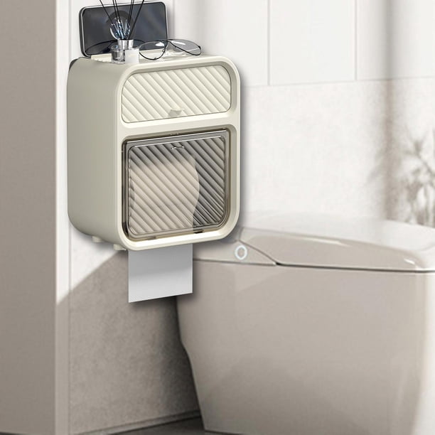 Almacenamiento para colgar en la pared, soporte para papel higiénico, caja de pañuelos de montaje en pared de doble capa, caja de almacenamiento de Blanco perfecl Soporte de papel higiénico