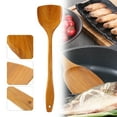 thumbnail image 2 of KDFWDM Teak Wood Spatula for Cooking, Wooden Kitchen Cooking Utensil, Long Handle Solid Wok Spatula Flipper for Serving Scooping Frying Mixing Stirring Eggs Beans,Non-Toxic, 2 of 9