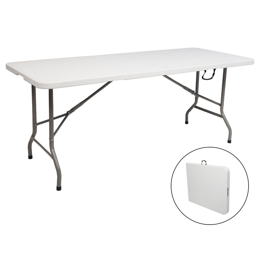 Tcbosik Folding Tables, 6ft Foldable Plastic Card Table, Portable Heavy