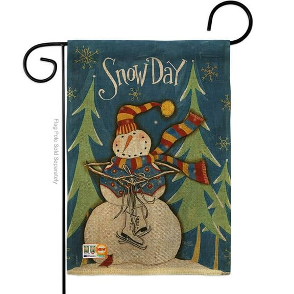 BD-WT-G-114161-IP-DB-D-US18-WA 13 x 18.5 in. Winter Snow Day Burlap Wonderland Impressions Decorative Vertical Double Sided Garden Flag