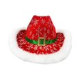 thumbnail image 3 of Sombrero de vaquero navideño, elegante accesorio de disfraz occidental para fiesta temática de carnaval. Copos de nieve blancos, 3 of 8