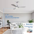 thumbnail image 3 of Sofucor 52" Silver Modern Ceiling Fan with Integrated LED Light and Remote Control, 3 of 9