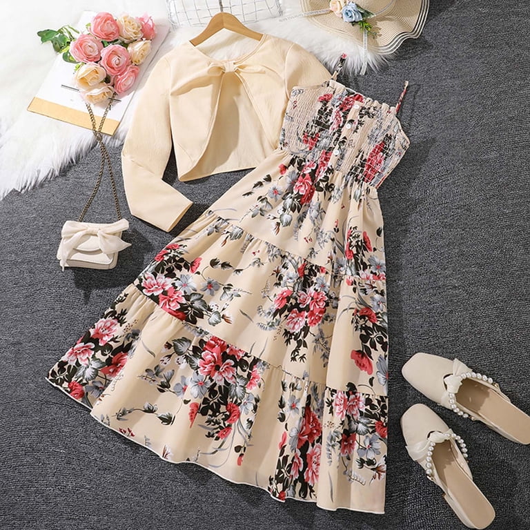 open lace back dress 2Bunnies Girls' 6-14y Tween Teen Smocked Ruffle Party Dance Mini Dress On and Off Shoulder Puff Sleeve 10 Years / Hot Pink main image 0