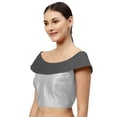 thumbnail image 2 of eloria Women's Blouse Boat Neck Filler Multicolor Sleeveless Top Color: Silver & Grey | Size: 40, 2 of 5