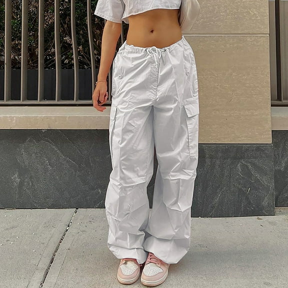 Women's Pants Casual Pants for Women White Pants Women Loose Fitting Pants for Women High Waisted Wide Leg Pants for Women with Pockets Womens Capris for Summer