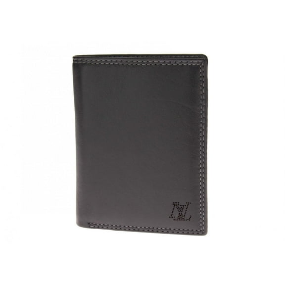 Luciano Natazzi Men's Nappa Leather RFID Blocking Bifold Wallet Extra ID Flap Black