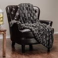 thumbnail image 2 of Chanasya Super Soft Fuzzy Faux Fur Elegant Rectangular Embossed Throw Blanket | Fluffy Plush Sherpa CozyGrey Microfiber Blanket for Bed Couch Living Room Fall Winter Spring (50" x 65") - Dark Grey, 2 of 10