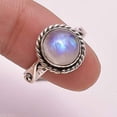 thumbnail image 2 of Navya Craft Rainbow Moonstone Round 925 Sterling Silver Handmade Women Statement Ring Size 4.5, 2 of 4