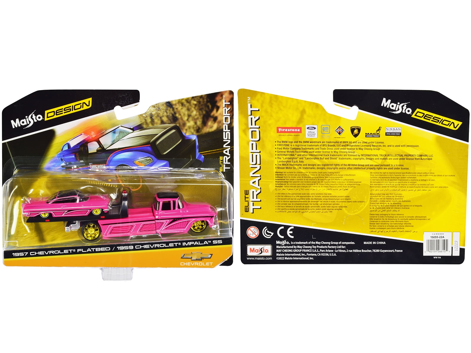 1957 Chevrolet Flatbed Truck and 1959 Chevrolet Impala SS Hot Pink
